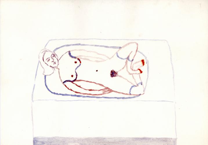 Im Bad Madrid 1996 Aquarell/Papier 21×30 cm (c) Andrea Muheim