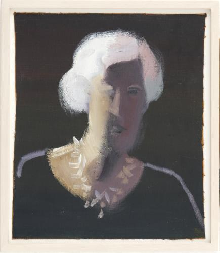 Frau Sameli II, Tertianum, Meilen, 14.9. 2019 Oel auf Acryl auf Leinen 28×23 cm (c) Andrea Muheim
