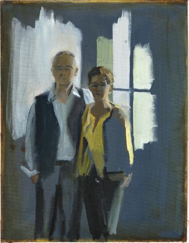 Anita + Leo, Atelier, Zürich, 23.11. 2019 Oel auf Acryl auf Leinen 39×30 cm (c) Andrea Muheim